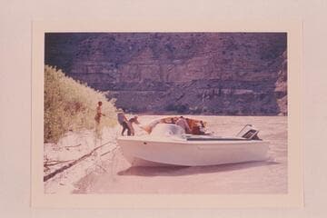 Righting Al Morton's boat after capsize at Mile 60 in Desolation