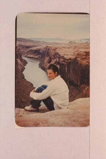 Dianne Mayes on south rim of Glen Canyon Dam Site