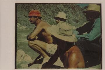 "Brain Trust - 1948 Model".  Norman Nevills is at the left, lower is Garth Marston, upper is Otis Marston and right is Frank Wright
