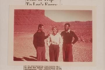 The French Trio at Lees Ferry at end of their run.  Bernard and Genevieve De Colmont and Antoine De Seynes