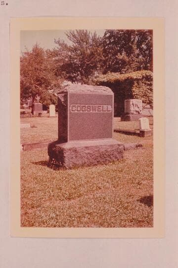 Cogswell family grave in Elyria, Ohio.  Raymond Austin Cogswell died in July 0f 1965 and his will provided that his ashes be scattered on the graves of his parents