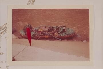 The inflated craft of William J. Davis, Mile 193.5, right bank