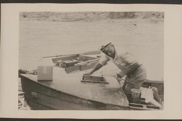 Buzz Holmstrom loads his boat at Green River, Wyoming