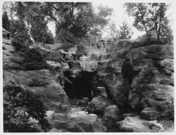 Grotto in the Japanese garden, circa 1914