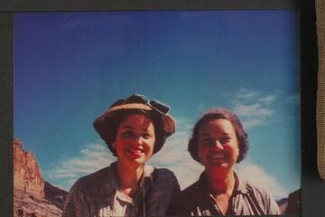 Doris Fletcher and Dotty Williams.  Members of MHE party of July 1957