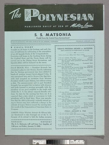 The Polynesian : published daily at sea by Matson Lines