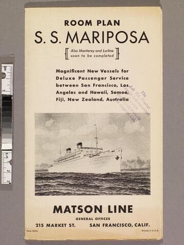 Room plan S. S. Mariposa : also Monterey and Lurline soon to be completed