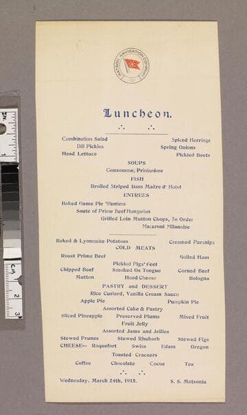 Luncheon menu