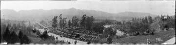 Rose Bowl Stadium and parked automobiles, Pasadena. January 1, 1926