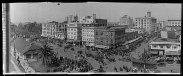 Armistice Day parade, buses and jitneys, Long Beach. November 11, 1922