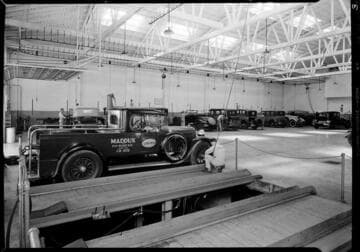 Service truck in garage, Beverly Hills. 1930