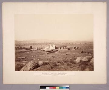 Mission, Santa Barbara. / Santa Barbara County, California, Established December 4, 1786. View looking West
