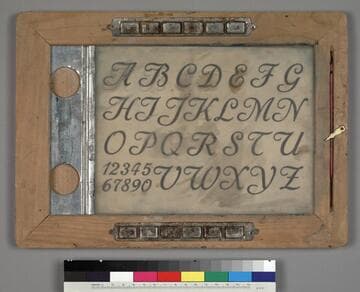 Glass drawing slate, circa 1895