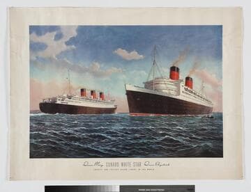 Cunard White Star :  Queen Mary, Queen Elizabeth, largest and fastest ocean liners in the World