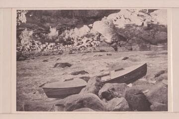 Buzz Holmstrom's boat being portaged at Lava Falls during his solo traverse of 1937