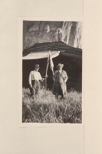 Charley Gibbons and Julius Stone at Inglesby's cabin; Fruita, Utah