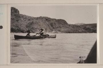 Sarah Fraser and Dave Rust in Glen Canyon.  Rust used folding canvas boats for dude runs of Glen Canyon