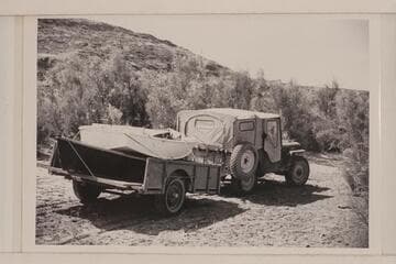 Jeep and boats used by Don S. Wimpress, Jack Wimpress, Walter Prevost and C. S. Wimpres.  The latter handled the Jeep
