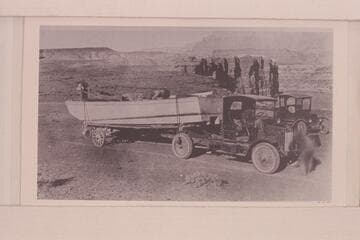 Power boat with tunnel stern brought to Glen Canyon for USGS survey work