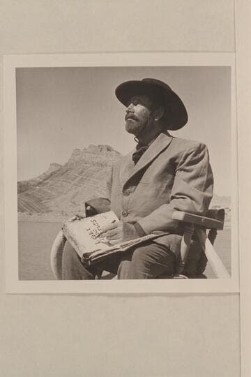 Dock Marston in role of Major Powell at Flaming Gorge in Walt Disney's "The Colorado River Story"; Marston-Disney cruise; God's Pocket