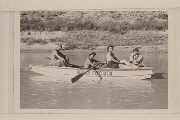 Frank Masland, Norm Nevills, Doris Nevills and Joan Nevills at approximately Mile 215