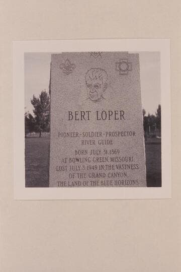 Detail of Bert Loper monument, Green River, Utah