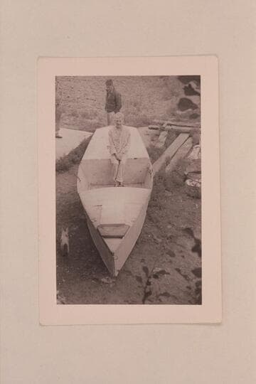 The 79-year-old Bert Loper posed in his boat before his fatal run of 1949, July
