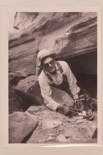 Bert Loper in Glen Canyon as a crewman with Dave Rust's party.  Bert visited the steps at El Vado on this trip