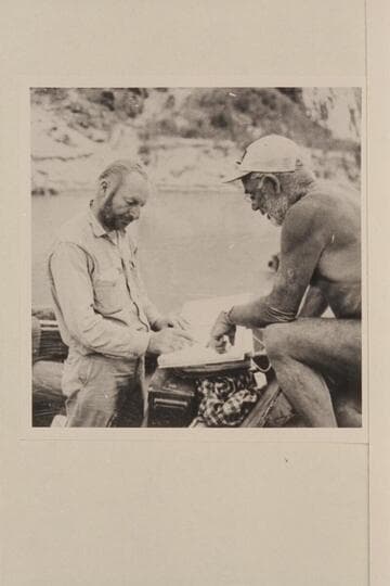 Jim Algar and Dock Marston study script; Separation Canyon