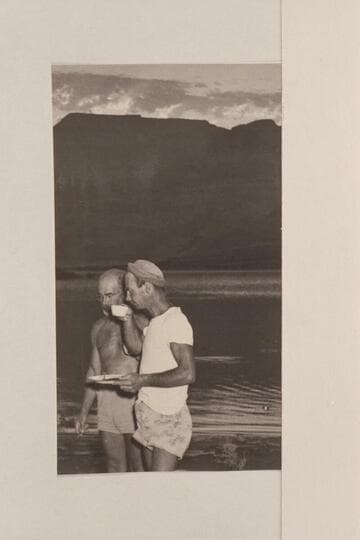 Dock Marston and Norm Nevills at Pierces Ferry after 1947 traverse of Grand Canyon