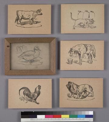 Glass drawing slate, containeded within a wooden frame, circa 1900