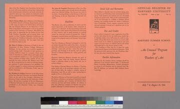 Official Register of Harvard University, Harvard Summer School: An Unusual Program for Teachers of Art