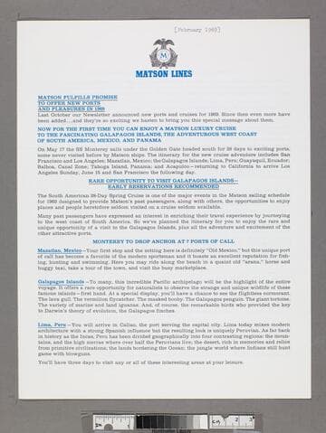 Matson fulfills promise to offer new ports and pleasures in 1969