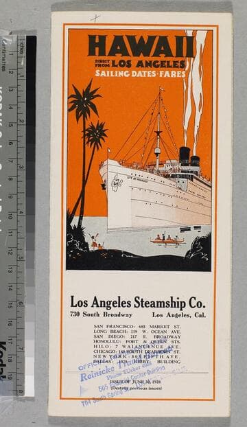 Hawaii direct from Los Angeles sailing dates ; fares