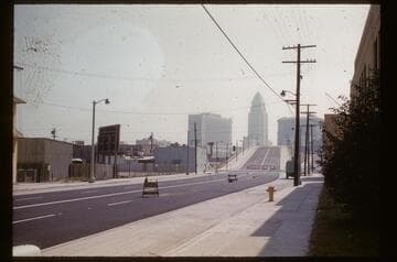 Hill Street opened into Castelar Street over Sunset Boulevard