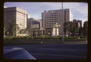 5th and Hill Streets, from across Pershing Square