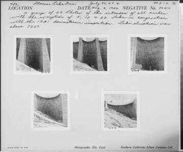 Big Creek, Florence Lake Dam - Photograph showing Intrados of Arch #56. Taken in conjunction with 1951 inspection