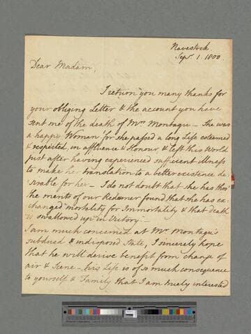Waldegrave, Elizabeth Laura Waldegrave, Countess Waldegrave. Letter to Elizabeth (Charlton) Montagu