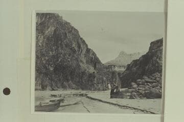 Holmstrom on the beach at Granite Falls. The "Julius F" and the "Charlie" are beached at the left