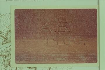 Inscription of Arthur Starr on the south wall of the amphitheatre upstream from the mouth of Moqui Creek, Mile 125.4 left bank