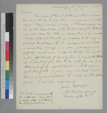 Arthur S. Brockenbrough, University of Virginia, letter to Thomas Jefferson