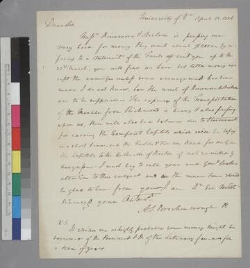 Arthur S. Brockenbrough, University of Virginia, letter to Thomas Jefferson